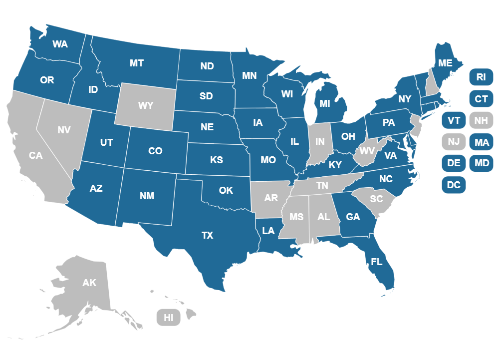 Map of licensed states